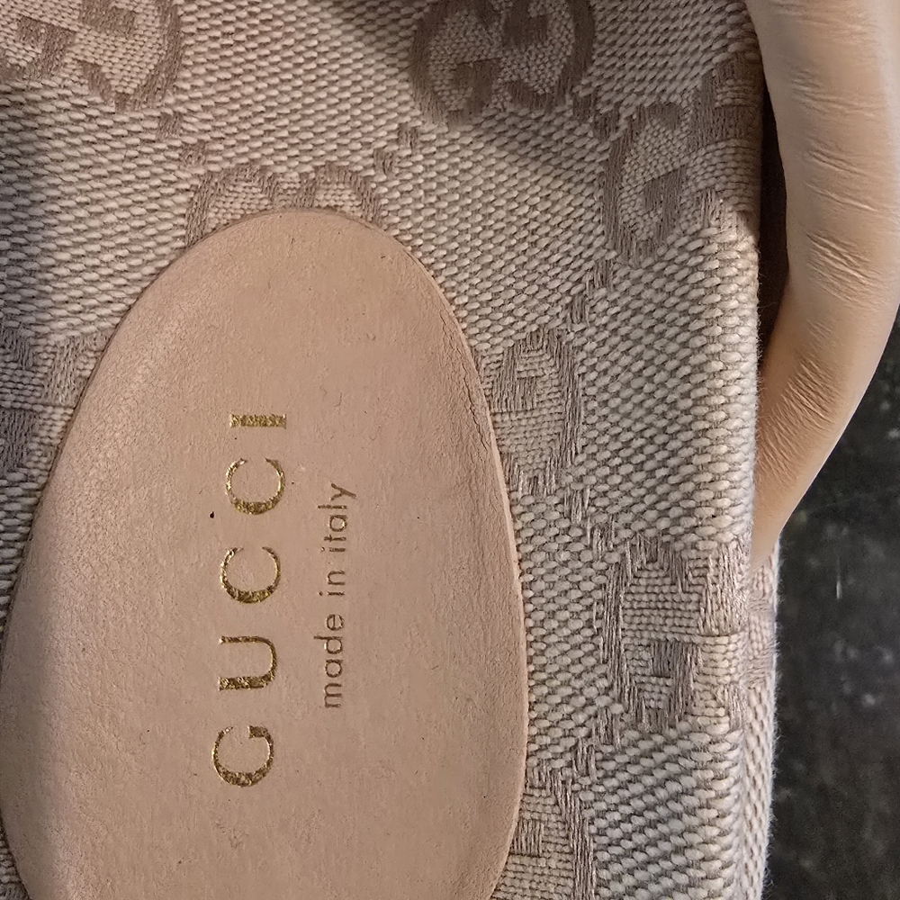 Gucci Blush Pink GG Canvas Platform Sandals - Picture 6 of 9